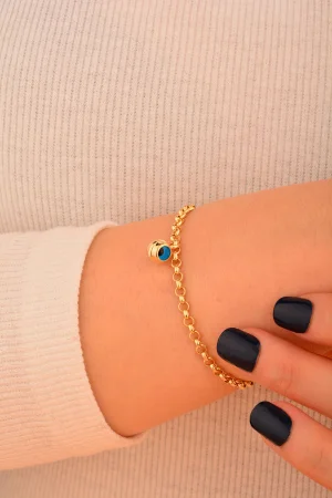 Cebeci 14 Ayar Göz Boncuk Altın Bileklik