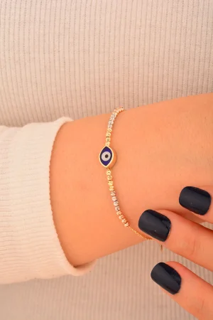 Cebeci 14 Ayar Renkli Dorikalı Göz Altın Bileklik