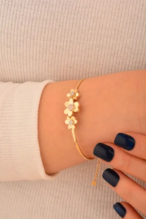 Cebeci 14 Ayar Papatya Kelepçeli Altın Bileklik