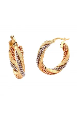 Renkli Boncuklu Halka Altın Küpe