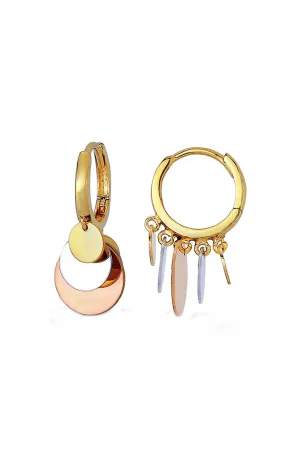 Renkli Pullu Halka Altın Küpe