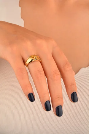 Cebeci 14 Ayar Renkli Taşlı Altın Yüzük