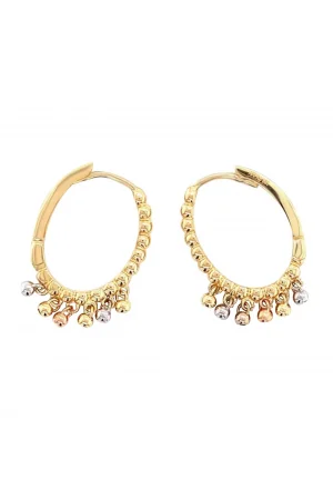 Cebeci 14 Ayar Renkli Top Sallantılı Halka Altın Küpe