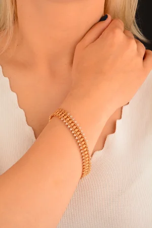 Cebeci 14 Ayar Rose Sıra Taşlı Bileklik