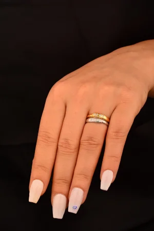 Taşlı 2 Renk Altın Yüzük