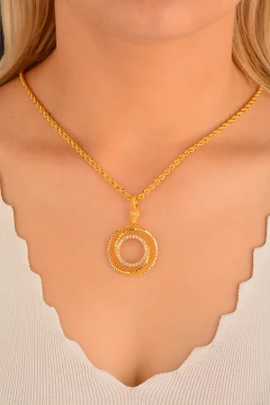 Cebeci 14 Ayar Taşlı Çerçeveli Altın Kolye Ucu