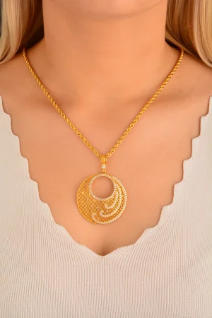 Cebeci 14 Ayar Taşlı Çerçeve Altın Kolye Ucu