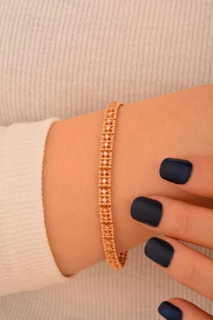 Cebeci 14 Ayar Taşlı Rose Altın Bileklik