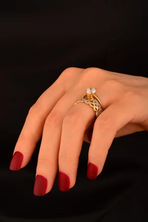 Tek Taş Sonsuzluk Alyans 2 Li Yüzük