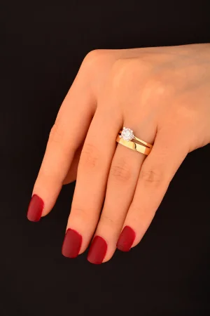 Tek Taş ve Alyans 2 Li Altın Yüzük