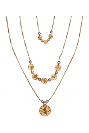 Cebeci 14 Ayar Tuğralı Üçlü Altın Kolye