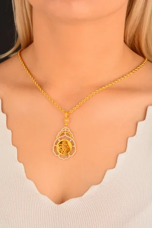 Cebeci 14 Ayar Taşlı Tuğralı Altın Kolye Ucu