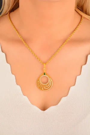 Cebeci 14 Ayar Yeşil Taşlı Çerçeve Altın Kolye Ucu