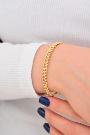 Cebeci 14 Ayar Zincir Kelepçe Altın Bileklik