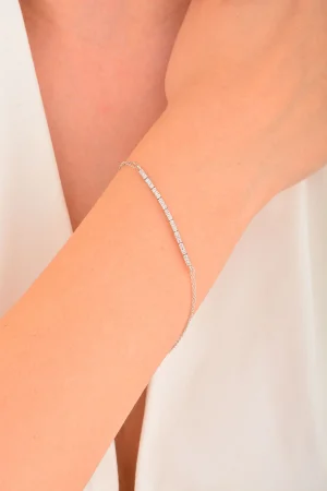 Cebeci 14 Ayar Beyaz Altın Sırataşlı Altın Bileklik