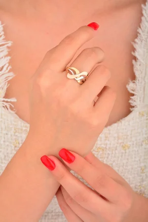 Cebeci 14 Ayar Renkli Sarmal Altın Yüzük