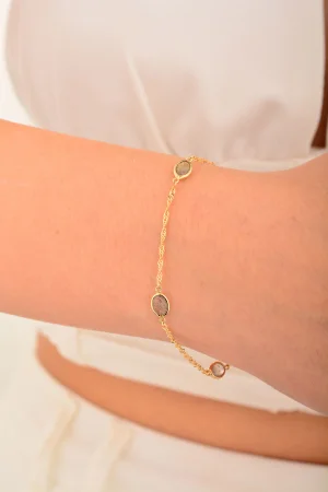 Cebeci 14 Ayar Cam Taşlı Altın Bileklik