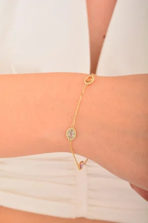 Cebeci 14 Ayar Renkli Taşlı Altın Bileklik