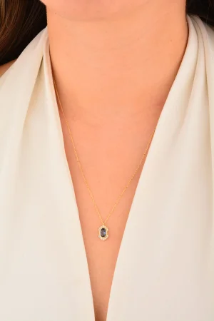 Cebeci 14 Ayar Oval Renkli Taşlı Altın Kolye