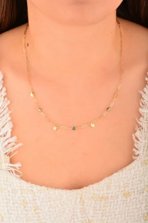 Cebeci 14 Ayar Ataçlı Nazarboncuklu Altın Kolye