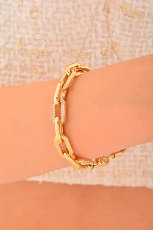 Cebeci 14 Ayar Ataçlı Taşlı Altın Bileklik