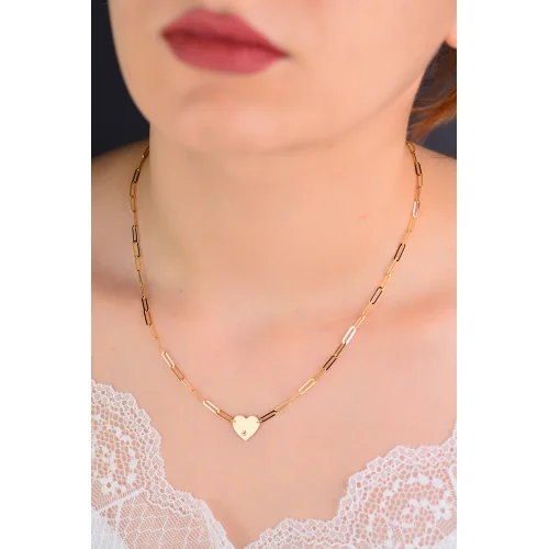 Cebeci 14 Ayar Altın Kalpli Altın Kolye