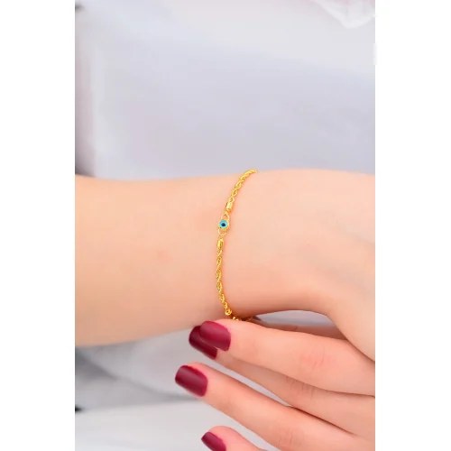 Cebeci 14 Ayar Göz Boncuk Burgu Altın Bileklik