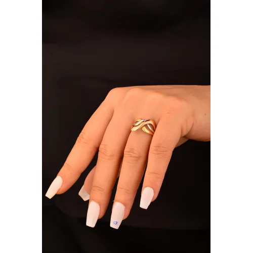 Cebeci Üç Renkli  Altın Yüzük