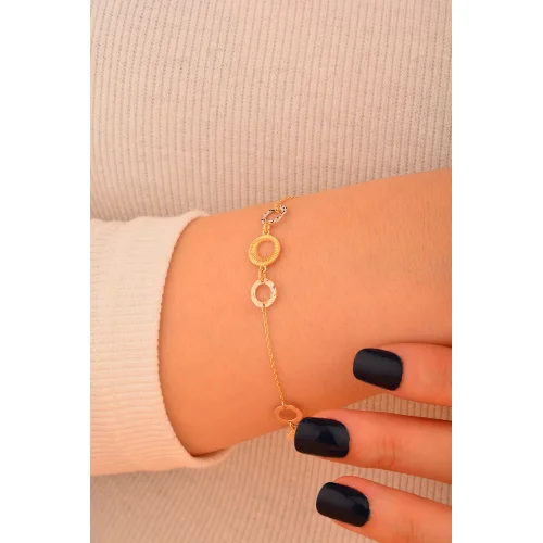 Cebeci 14 Ayar Renkli Halkalı Altın Bileklik