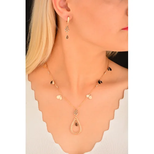 Cebeci 14 Ayar Dorika Su Damlası Rose Set Takımı