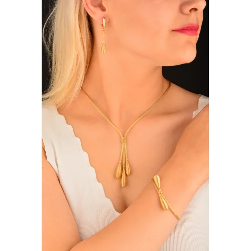 Cebeci 14 Ayar Hasır Damla Altın Set Takımı