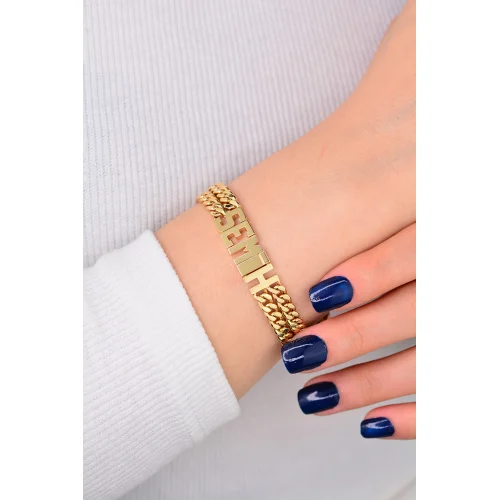 Cebeci 14 Ayar İsimli Zincir Altın Bileklik