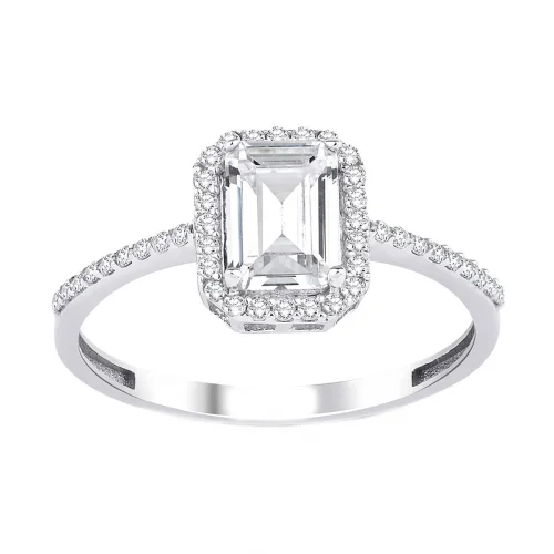 Cebeci 14 Ayar Beyaz Altın Baget Yüzük