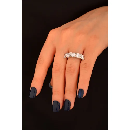 Cebeci 14 Ayar İki Renkli Beştaş Altın Yüzük