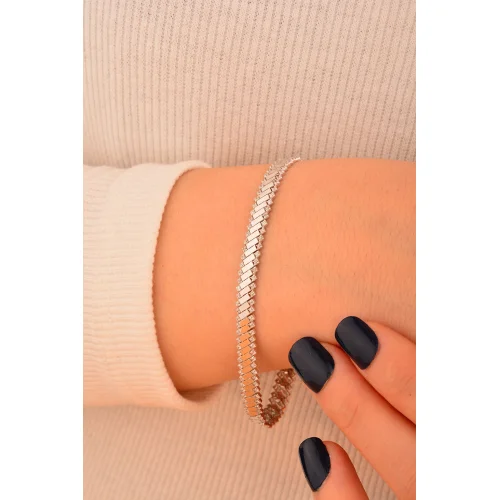 Cebeci 14 Ayar Beyaz Altın Bileklik