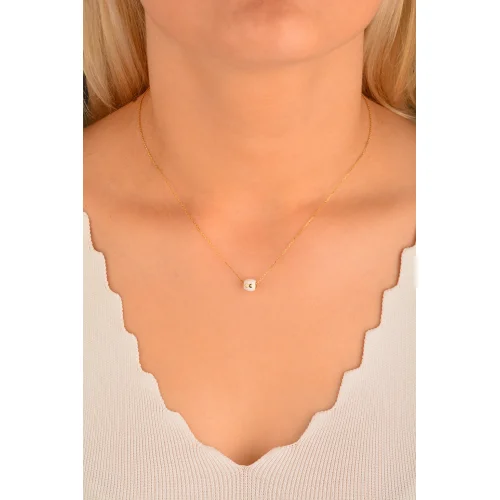 Cebeci 14 Ayar Beyaz Sonsuzluk Altın Kolye