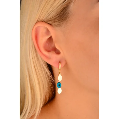 Cebeci 14 Ayar Renkli Pullu Altın Küpe