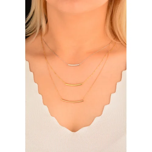 Cebeci 14 Ayar Üçlü Renkli Altın Kolye