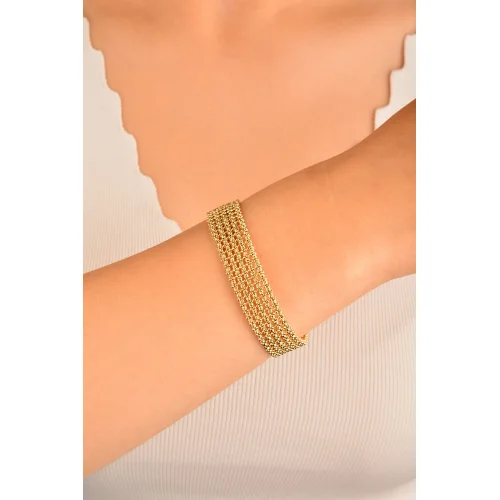 Cebeci 14 Ayar Sıralı Boncuk Altın Bileklik