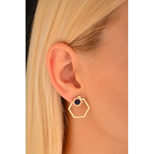 Cebeci 14 Ayar Köşeli Rose Altın Küpe