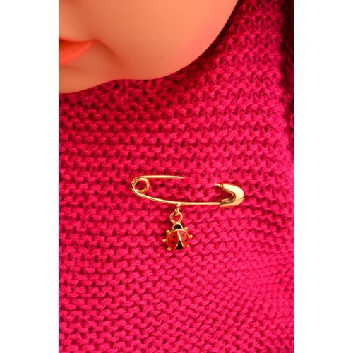 Cebeci 14 Ayar Bebek Uğur Böcekli Altın İğne