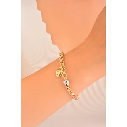 Cebeci 14 Ayar Altın Kalpli Bileklik