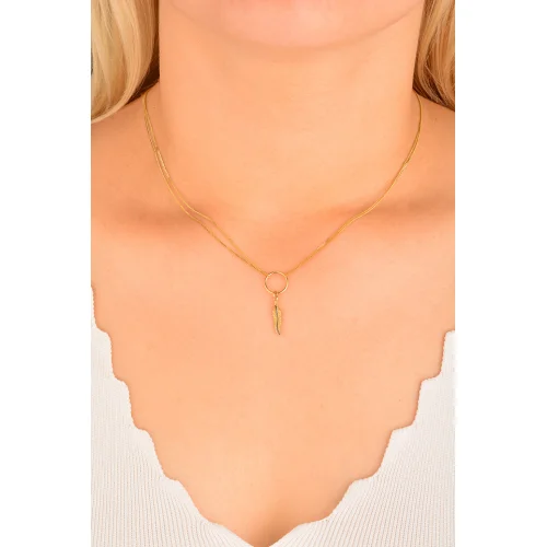 Cebeci 14 Ayar Yapraklı Altın Kolye