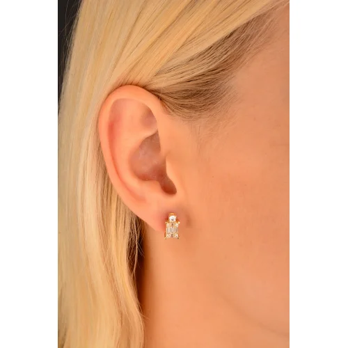 Cebeci 14 Ayar Bagetli Altın Küpe