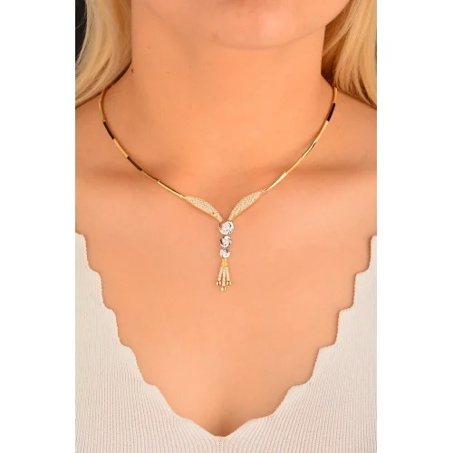 Cebeci 14 Ayar Taşlı Altın Kolye