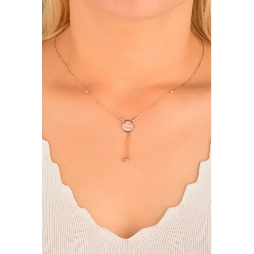 Cebeci 14 Ayar Dorikalı Sedef Rose Altın Kolye