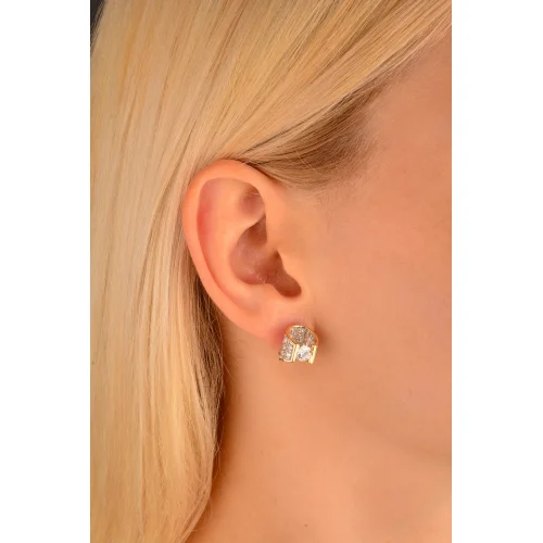 Cebeci 14 Ayar Geometrik Altın Küpe