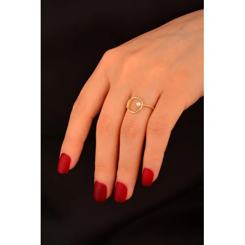 Cebeci 14 Ayar İncili Altın Yüzük