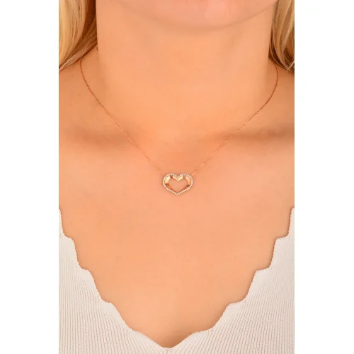 Cebeci 14 Ayar Kalpli Rose Altın Kolye