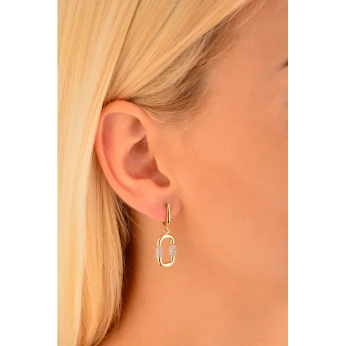 Cebeci 14 Ayar Taşlı Halka Altın Küpe